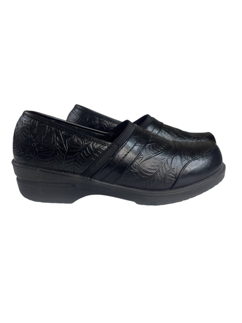 Easy Street Floral Embossed Shoes Slip Resistant Womens Size 10 Black Casual